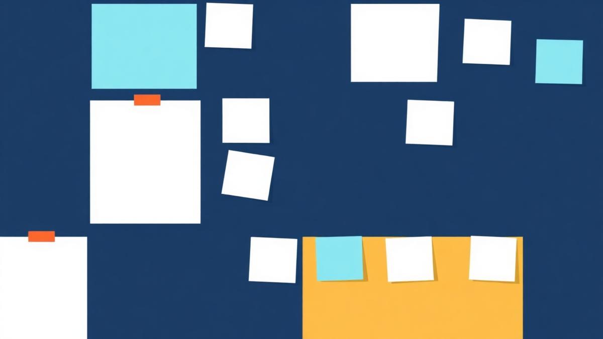 Abstract kanban board with cards arranged in columns