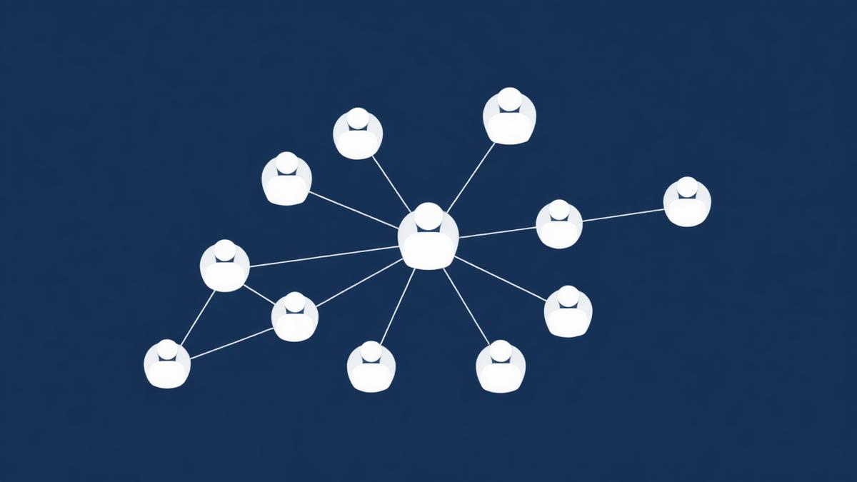 Abstract stakeholder network of connected figures