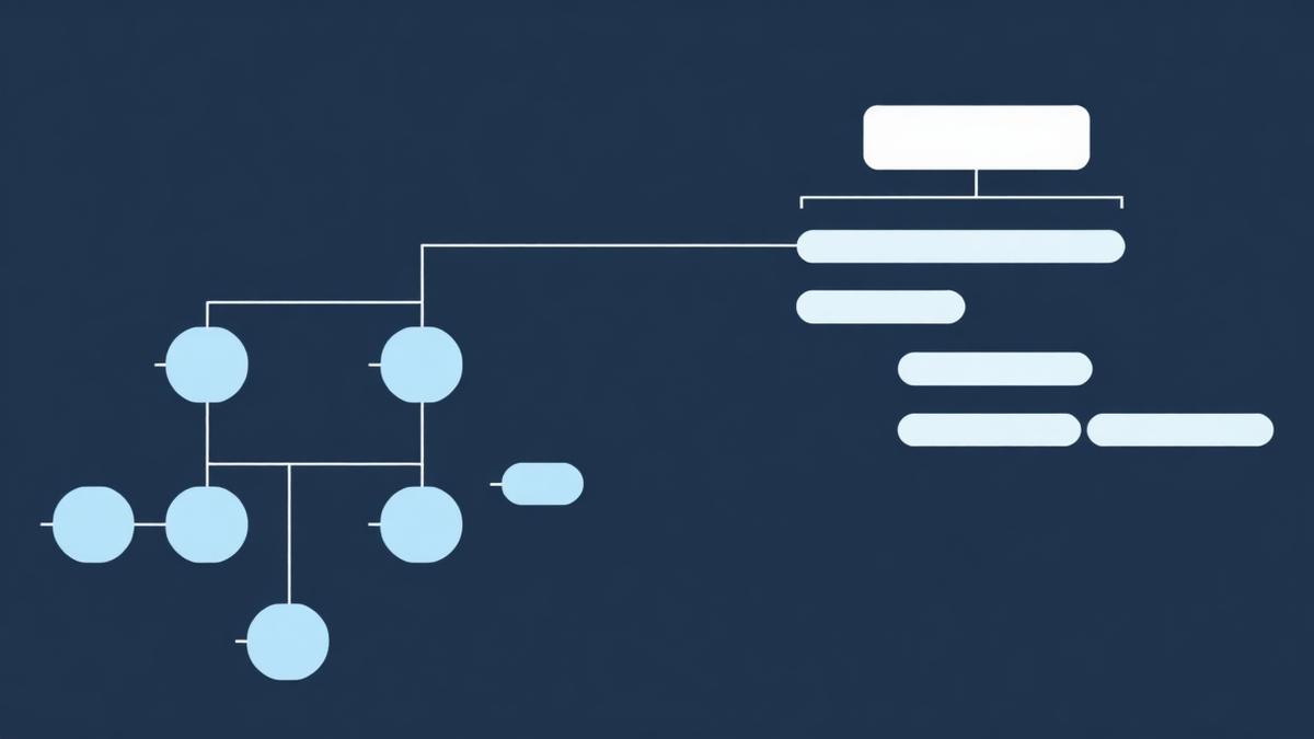 Abstract work breakdown structure tree beside schedule bars