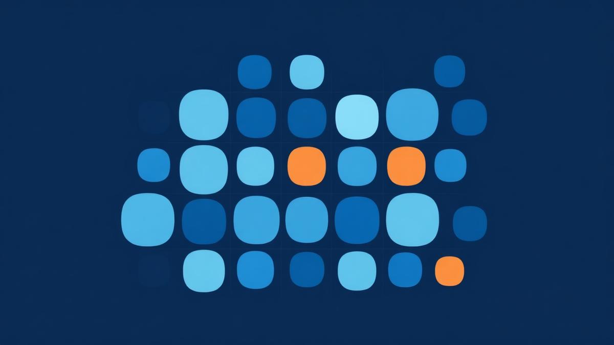 Abstract risk matrix grid with blue and amber severity cells